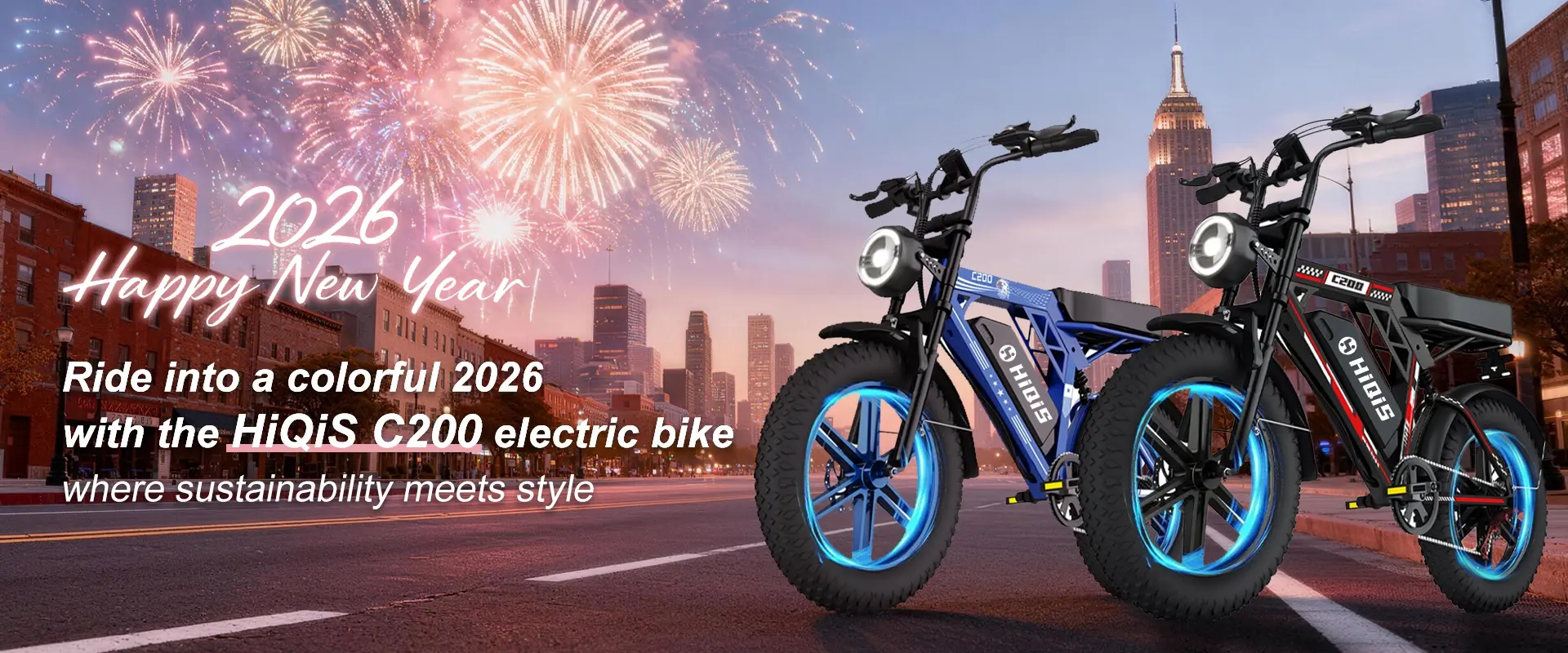 HiQiS C200 1000W fat tire electric bike banner image