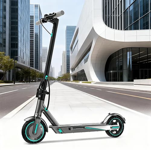 HiQiS Electric Scooter series with 500W motor, 10-inch tires, and LCD display for urban commuting